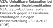 VZA: Unhaltbare Retaxation bei parenteraler