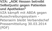 VZA: „A�O�K� �H�e�s�s�e�n� �b�e�t�r�e�i�b�t� �S�e�l�b�s�t�j�u�s�t�i�z�