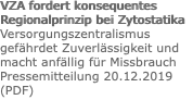 VZA fordert konsequentes Regionalprinzip bei