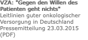 VZA: "Gegen den Willen des