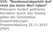 VZA: "Bundessozialgericht darf nicht das