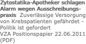 Zytostatika-Apotheker schlagen Alarm wegen Ausschreibungs-praxis