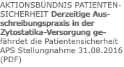 AKTIONSBÜNDNIS PATIENTEN-SICHERHEIT Derzeitige Aus-schreibungspraxis in