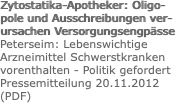 Zytostatika-Apotheker: Oligo-pole und Ausschreibungen ver-ursachen